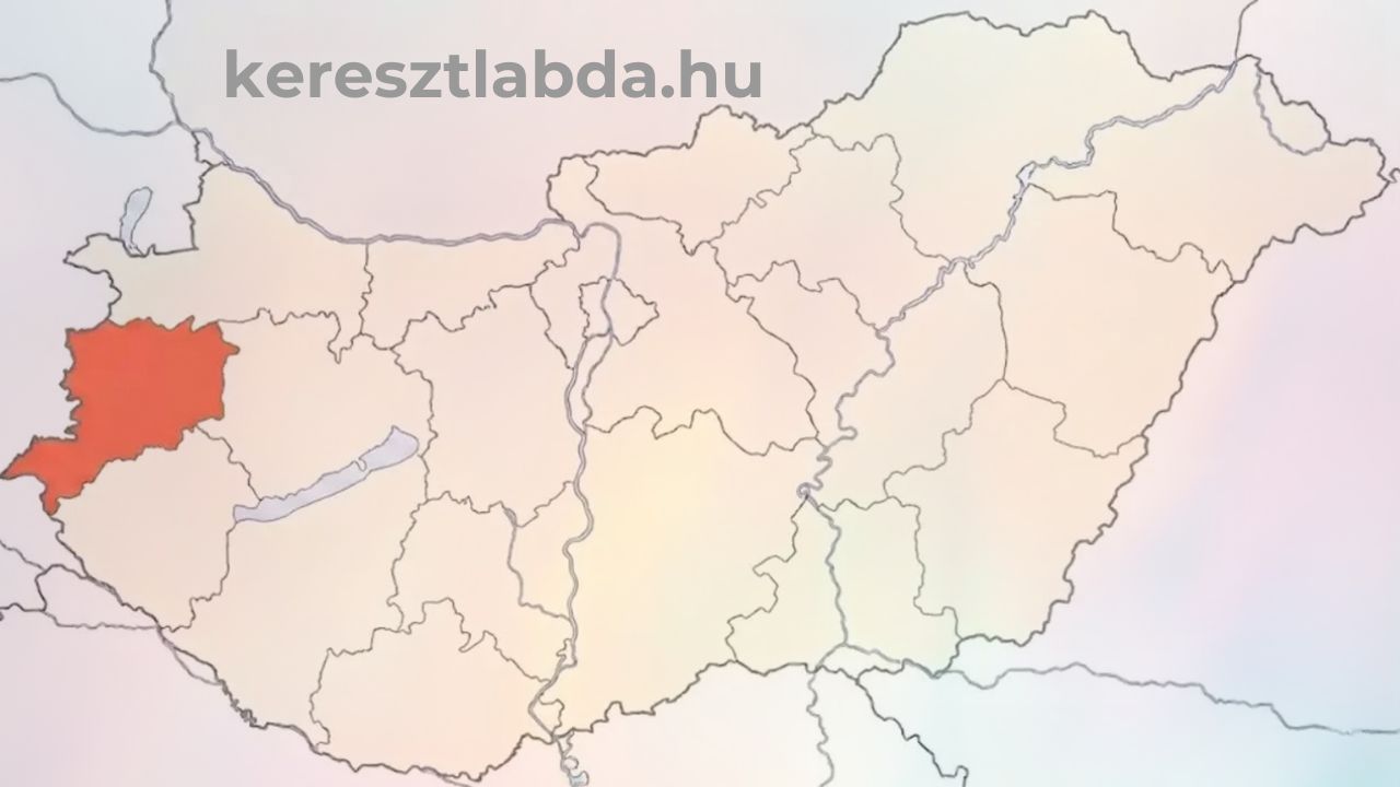 Magyarország vaktérképe, a Dunántúl egyik megyéje pirosra színezve, felirat nélkül a földrajz feladatban