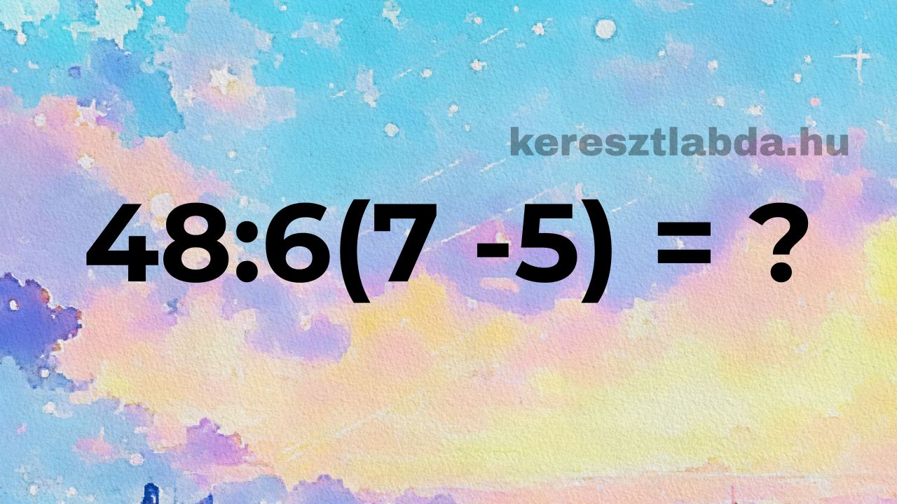 Matek feladat pasztell akvarell háttéren: osztás, szorzás és zárójel egyetlen sorban
