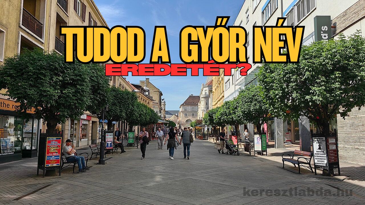 A győri belváros a folyópartról, illusztráció a Győr neve eredetéről szóló napi feladathoz