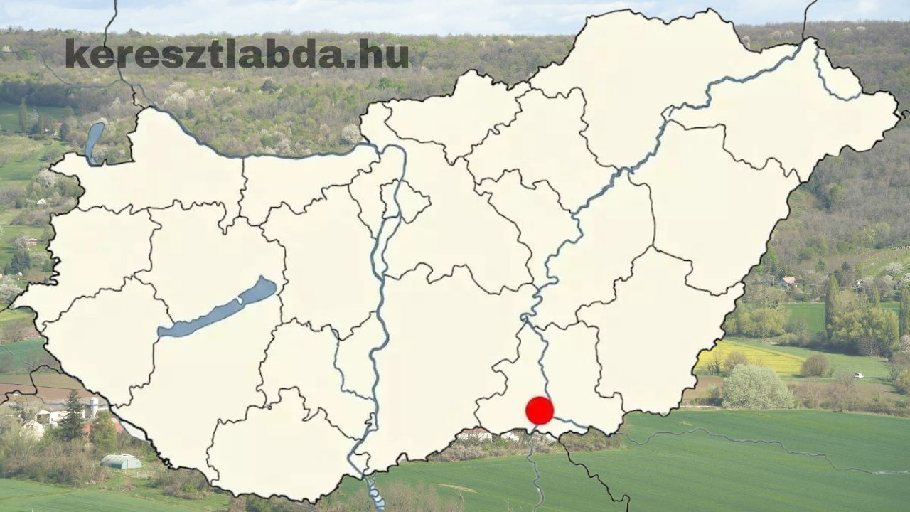Magyarország vaktérképe egy piros ponttal, amely egy nagyvárost jelöl földrajz feladat